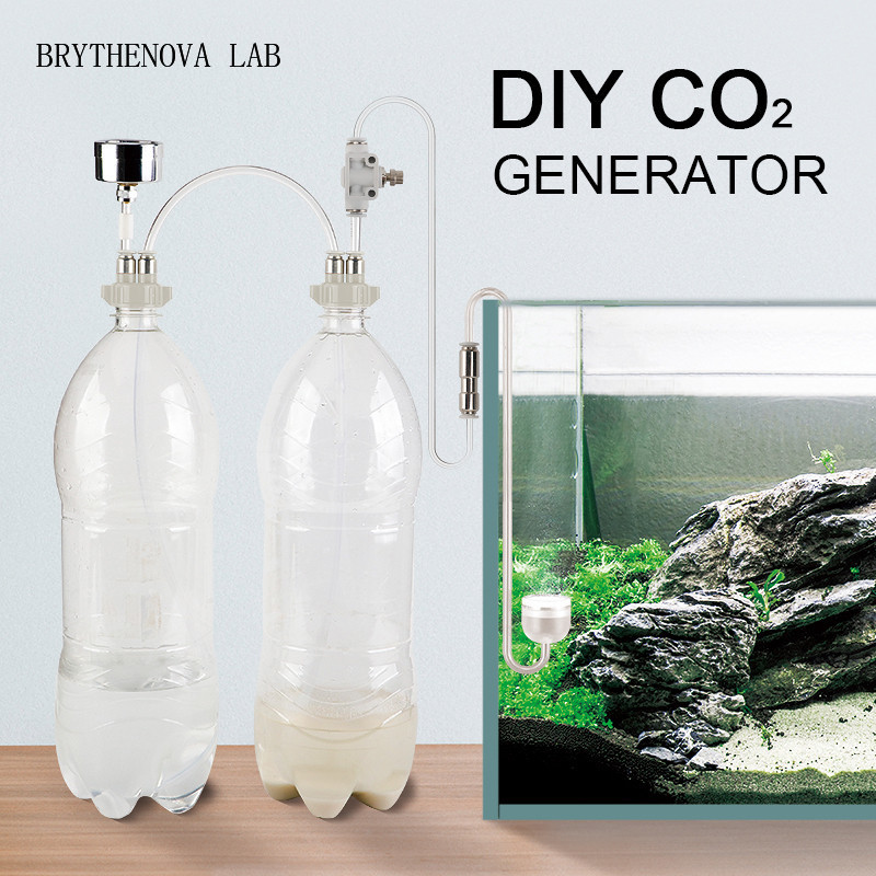 Planted Aquarium Co2 Kit - ชุดอุปกรณ์สร้างก๊าซคาร์บอนไดออกไซด์สำหรับตู้ปลาแบบปลูกต้นไม้ พร้อมวาล์ว ขวด และสารเร่งปฏิกิริยาสำหรับตู้ปลาและพืชน้ำ