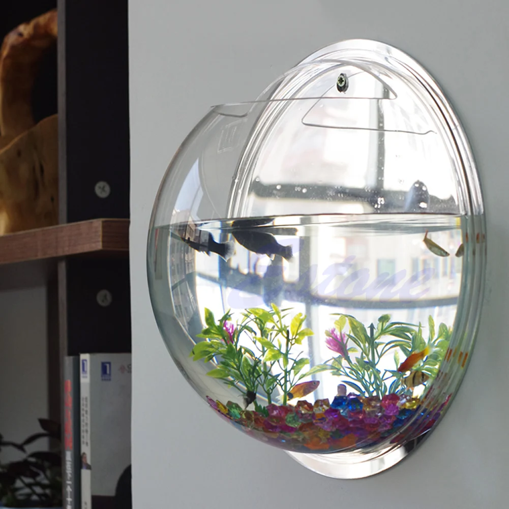 Planted Aquarium Bowl - ติดผนังอะคริลิคชามปลาโปร่งใสแขวนถังปลาติดผนัง Aquarium Plant Pot Planter