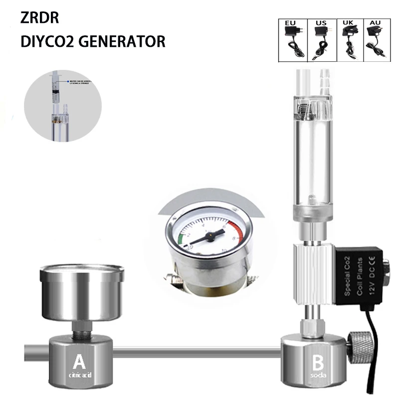 Planted Aquarium Co2 Kit - ชุดอุปกรณ์สร้างก๊าซคาร์บอนไดออกไซด์ (CO2) สำหรับตู้ปลา พร้อมตัวควบคุม CO2, ตัวกระจายก๊าซ