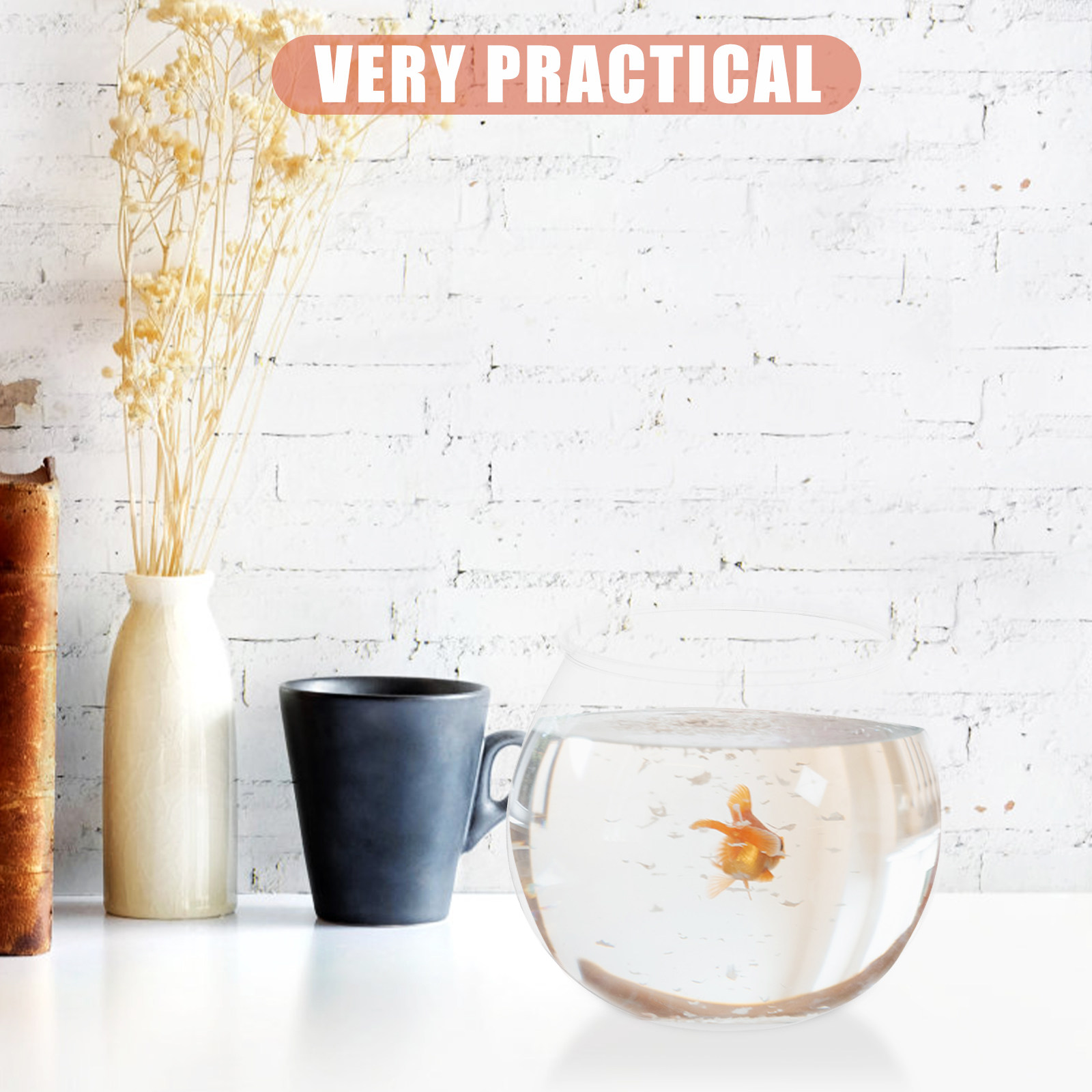 Planted Aquarium Bowl - ตู้ปลาขนาดเล็ก 4 ชิ้น ทำจากพลาสติกใส สำหรับตกแต่งบ้าน ตั้งโต๊ะ